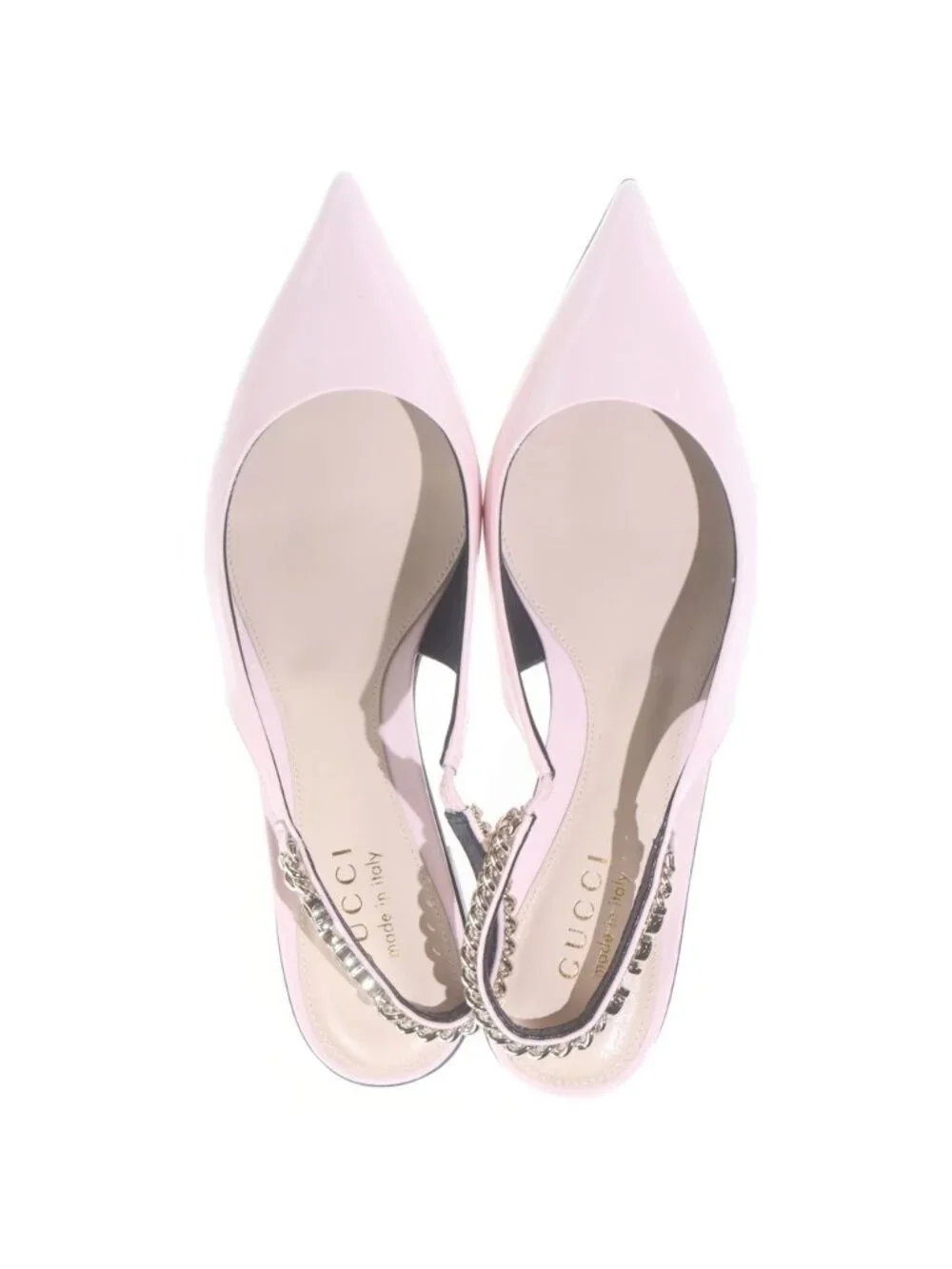 Gucci Signoria Sling Back Pumps Leather Flat Shoes Ballet Pink 36